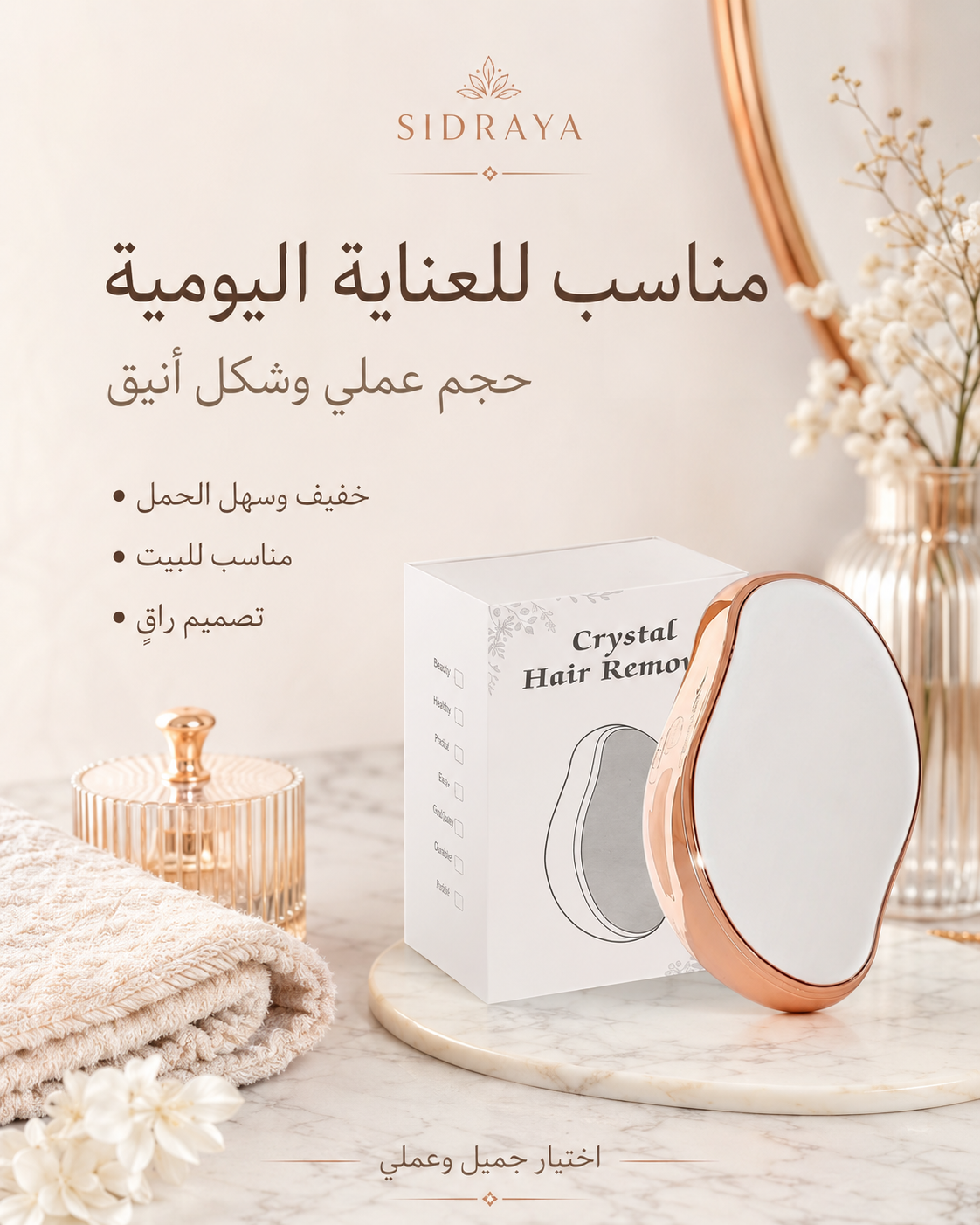 أداة إزالة الشعر الكريستالية — نعومة أسهل بدون شفرات
